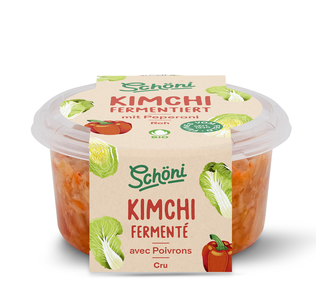 Schöni Bio Kimchi mit Peperoni fermentiert roh 280g